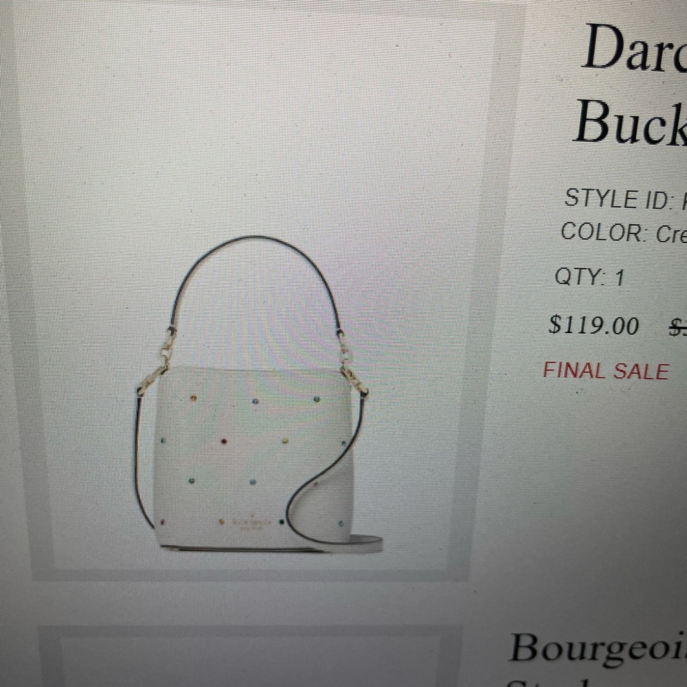 K9429 Kate Spade  Darcy Small Bucket Blanco